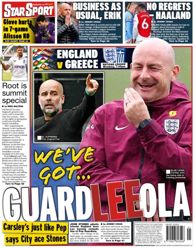 Back page of the Daily Star on 10 October 2024