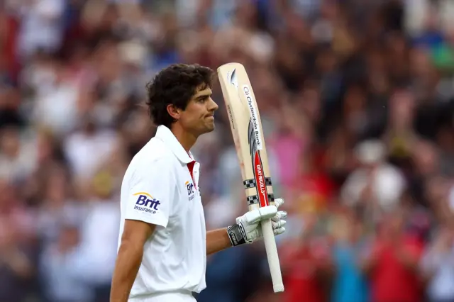 Alastair Cook after century v India