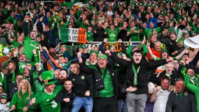 Celebration time for Republic of Ireland fans after Robbie Brady's winner