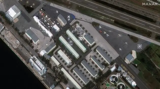 One of the satellite images captured yesterday by Maxar, a US-based space technology company, shows the destruction of aeroplane hangars at Albert Whitted Airport in St. Petersburg on the west coast of Florida