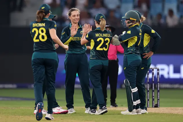 Ashleigh Gardner of Australia celebrates with team mate