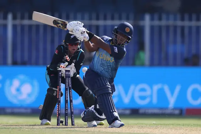 Chamari Athapaththu of Sri Lanka is bowled