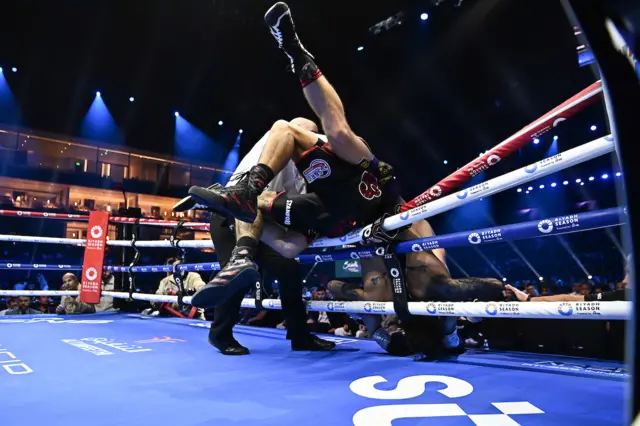 Ben Whittaker and Liam Cameron go over the top rope