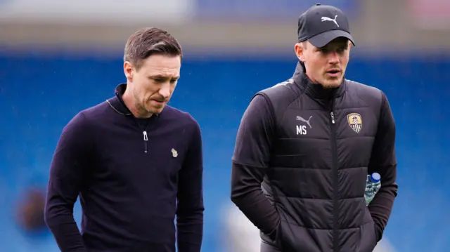 Notts County manager Stuart Maynard (left) with assistant Matt Saunders