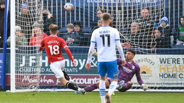 Ben Tollitt scores for Morecambe at Barrow