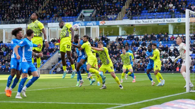 Rotherham fail to defend a Peterborough corner