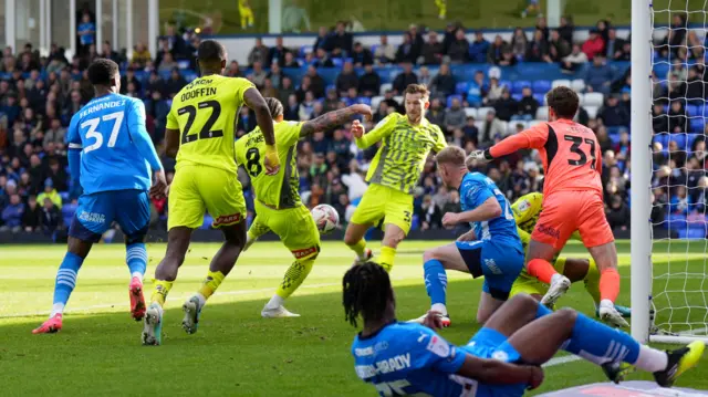 Sam Nombe scores from close range for Rotherham