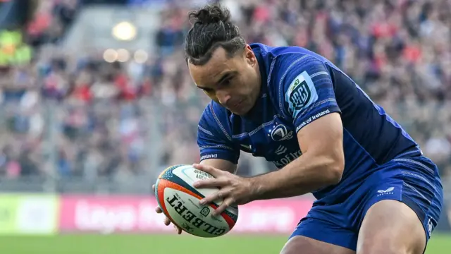 James Lowe is about to touch down for Leinster's first try at Croke Park