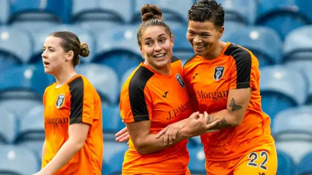 Glasgow City players celebrate after Emily Whelan's opener