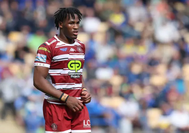 Junior Nsemba playing for Wigan Warriors