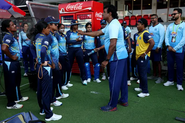 Sri Lanka Head Coach Rumesh Ratnayake speaks to his players