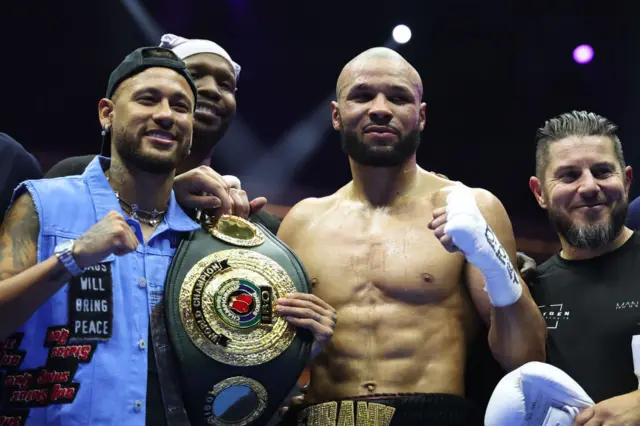 Neymar smiles with Chris Eubank Jr