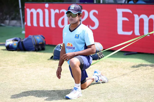 Chamari Athapaththu of Sri Lanka warms up