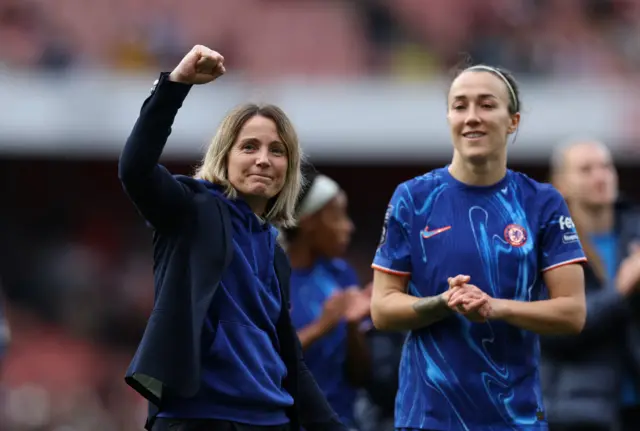 Bompastor and Bronze greet the fans at full time