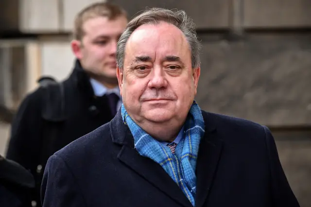 Former Scottish First Minister Alex Salmond departs the High Court following the fifth day, he is standing trial on sex offence charges at Edinburgh High Court on March 13, 2020 in Edinburgh, Scotland.