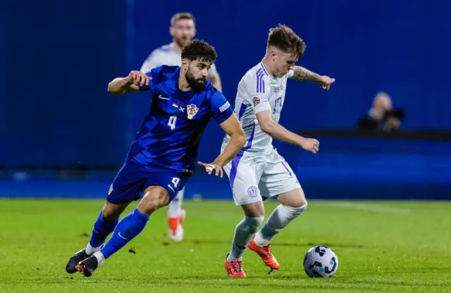 Ben Doak and Croatia's Josko Gvardiol in action