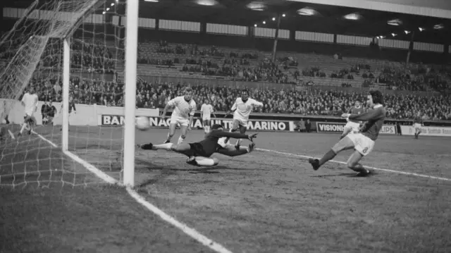 Martin O'Neill scores against Portugal