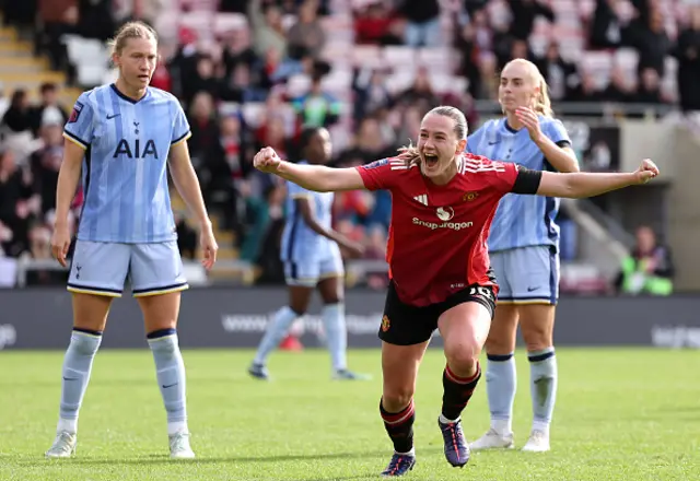 Elisabeth Terland of Manchester United celebrates scoring