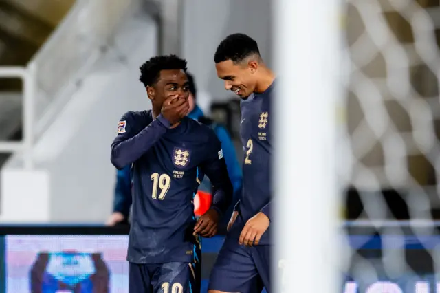 Trent Alexander Arnold of England celebrates 0-2 with Angel Gomes