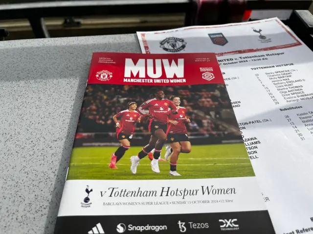 Manchester United Women program v Tottenham