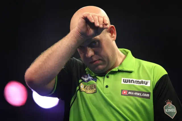 Michael van Gerwen looks frustrated