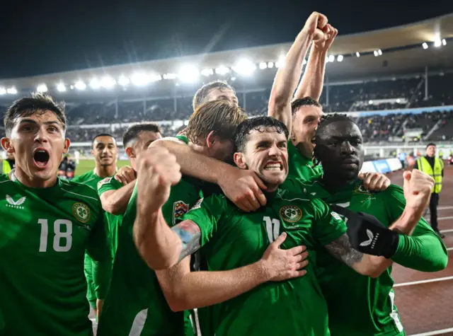 Robbie Brady celebrates scoring