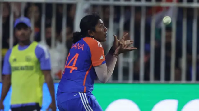 Sajana Sajeevan of India catches Ellyse Perry of Australia