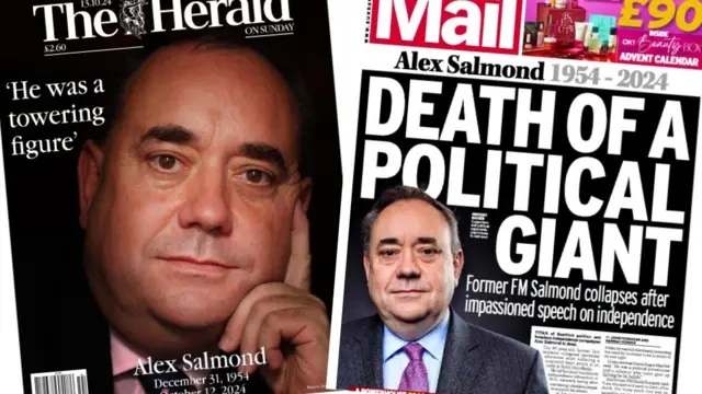 Composite image featuring the front pages of the Herald on Sunday and the Sunday Mail