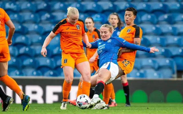 Glasgow City's Aleigh Gambone and Rangers' Katie Wilkinson in action