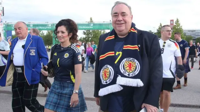 Alex Salmond arriving for Scotland's opening Euro 2024 match against Germany in Munich