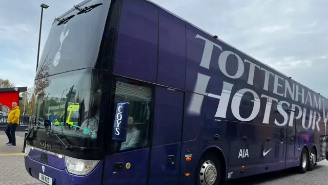 Tottenham bus arrives at Leigh Sports Village