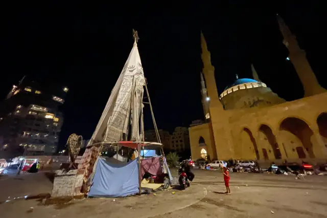 Tents outside Martyrs’ Square