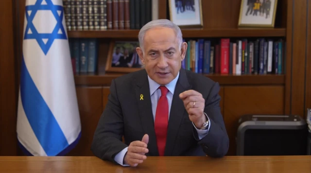 Prime Minister Benjamin Netanyahu speaking to camera