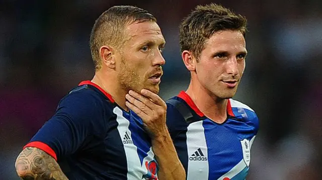 Craig Bellamy and Joe Allen in Team GB kit