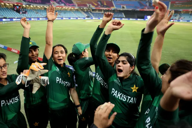 Pakistan during a team huddle