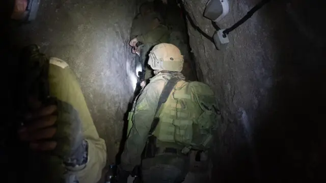 Israeli soldiers discover a massive underground compound in south Lebanon used to store weapons