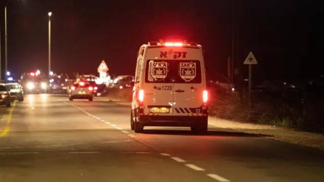 An ambulance near the base on Sunday