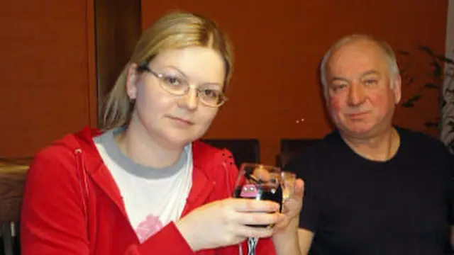 Sergei Skripal and Yulia Skripal enjoy a meal together