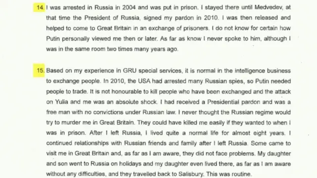 Part of a text statement by Sergei Skripal