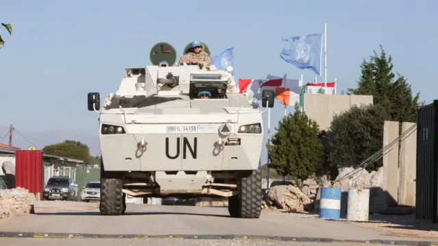 A UN vehicle at a Unifil base in southern Lebanon