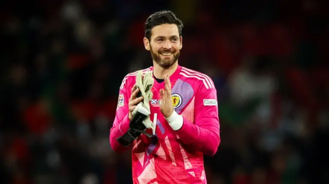 GLASGOW, SCOTLAND - OCTOBER 15: Scotland's Craig Gordon during a UEFA Nations League Group A1 match between Scotland and Portugal at Hampden Park, on October, 15, 2024, in Glasgow, Scotland. (Photo by Ross MacDonald / SNS Group)