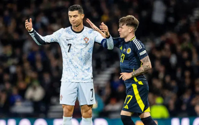 Cristiano Ronaldo and Ben Doak at Hampden