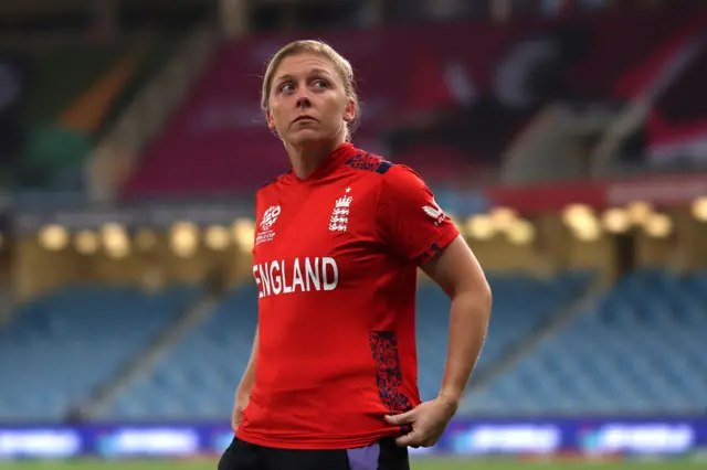 Heather Knight looks sad after England's T20 World Cup exit