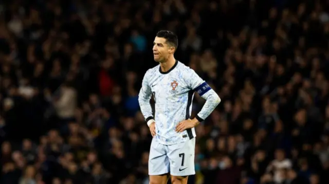 GLASGOW, SCOTLAND - OCTOBER 15: Portugal’s Cristiano Ronaldo during a UEFA Nations League Group A1 match between Scotland and Portugal at Hampden Park, on October, 15, 2024, in Glasgow, Scotland. (Photo by Craig Williamson / SNS Group)