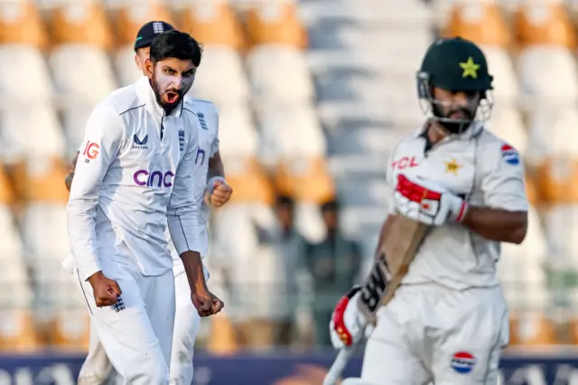 Shoaib Mashir celebrates wicket