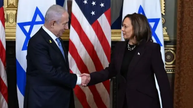 Benjamin Netanyahu and Kamala Harris