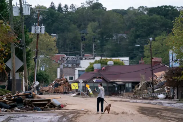 A view of Hurricane Helene's damage in Asheville, in Buncombe County, North Carolina