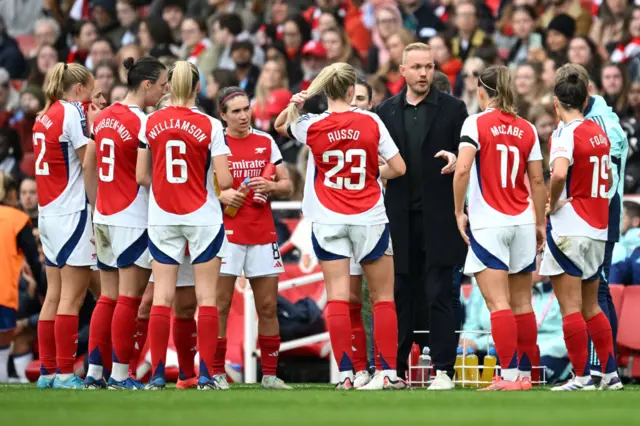 Jonas Eidevall and Arsenal players