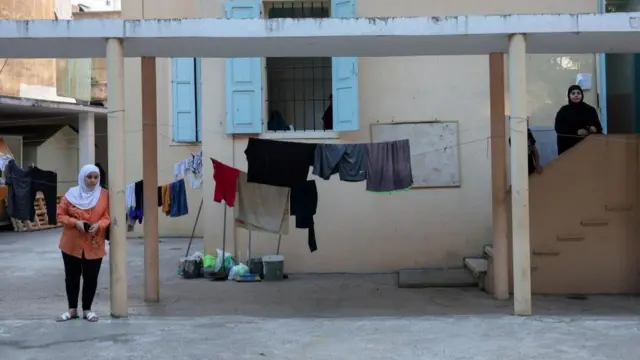 Displaced people in Beirut, in a school turned shelter