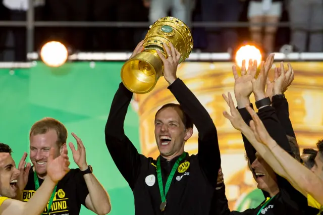 Thomas Tuchel lifting the German Cup